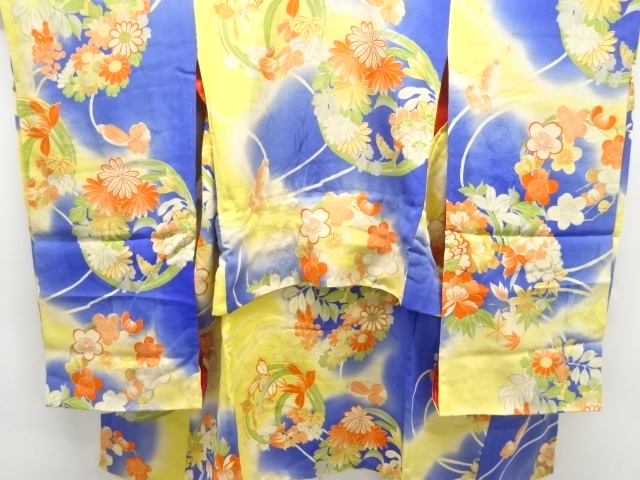 アンティーク　紋錦紗花丸文様着物